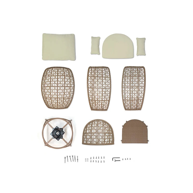 Fauteuil œuf pivotant en grès Rio Vista avec coussins – 30 L x 36 l x 57 H