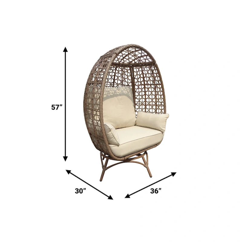 Fauteuil œuf pivotant en grès Rio Vista avec coussins – 30 L x 36 l x 57 H