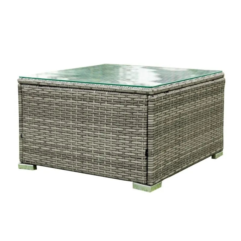 Ensemble de canapé d'extérieur en rotin et osier 4 pièces avec coffre de rangement gris