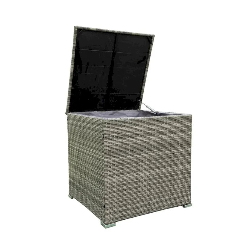 Ensemble de canapé d'extérieur en rotin et osier 4 pièces avec coffre de rangement gris