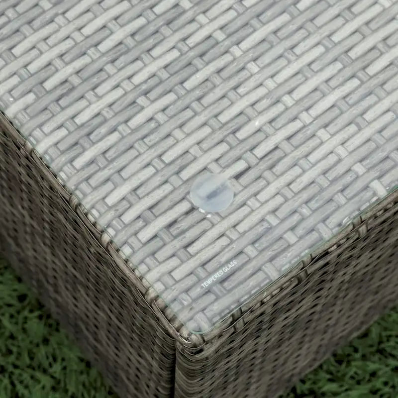 Ensemble de canapé d'extérieur en rotin et osier 4 pièces avec coffre de rangement gris