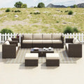 Corvus Trey 12-piece Brown Wicker Patio Furniture Sectional Conversation Set