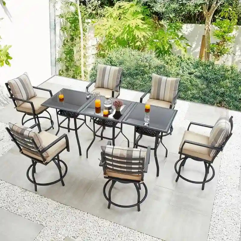Patio Festival 9-Piece Outdoor Swivel Bar Chair Set