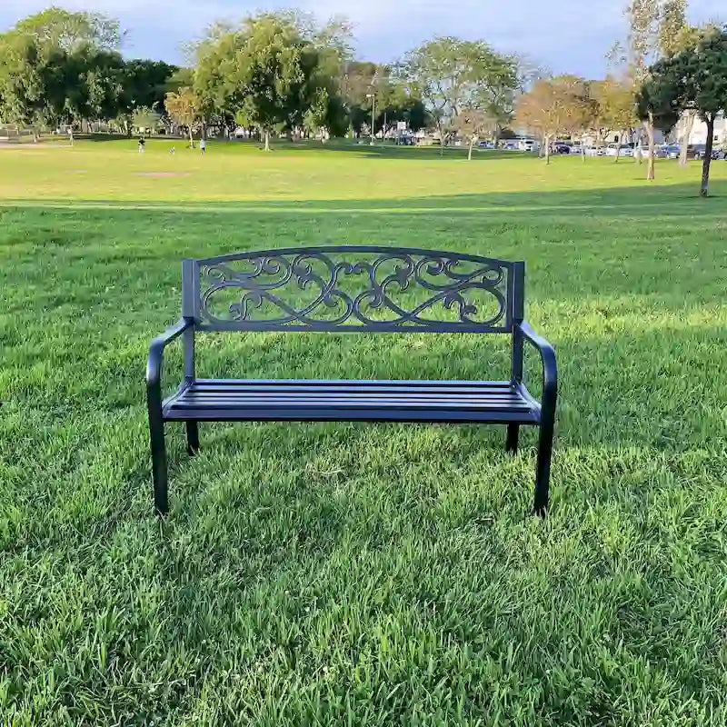 Banc de jardin en métal Lotus Home - 34 H x 50 L x 24 P