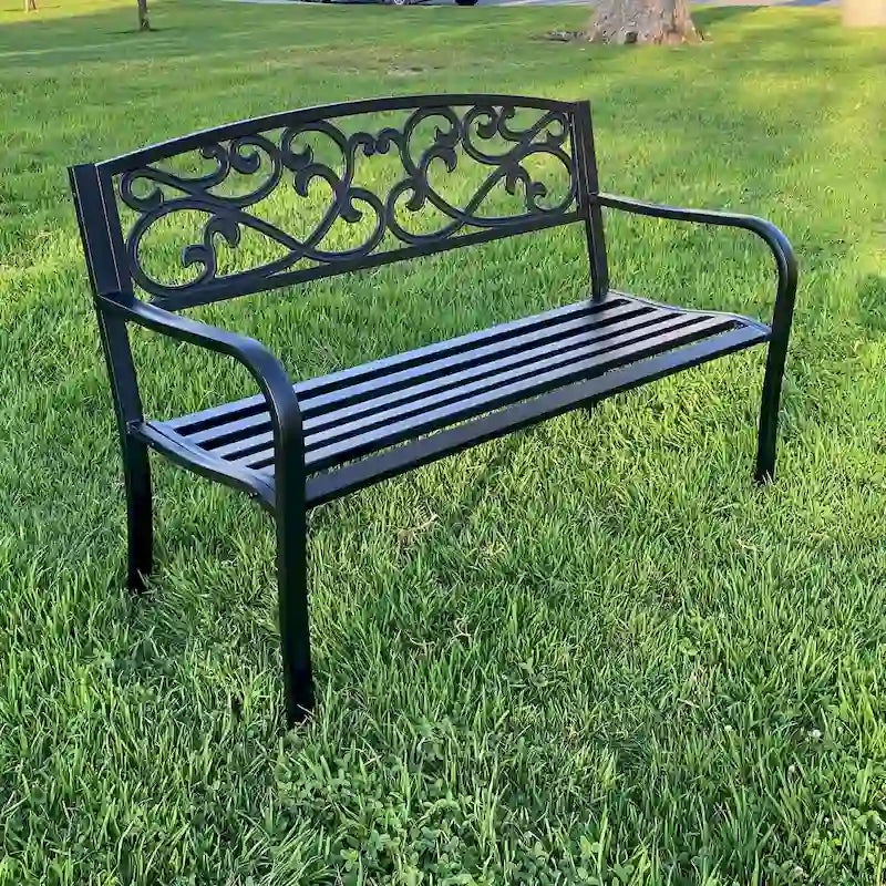 Banc de jardin en métal Lotus Home - 34 H x 50 L x 24 P