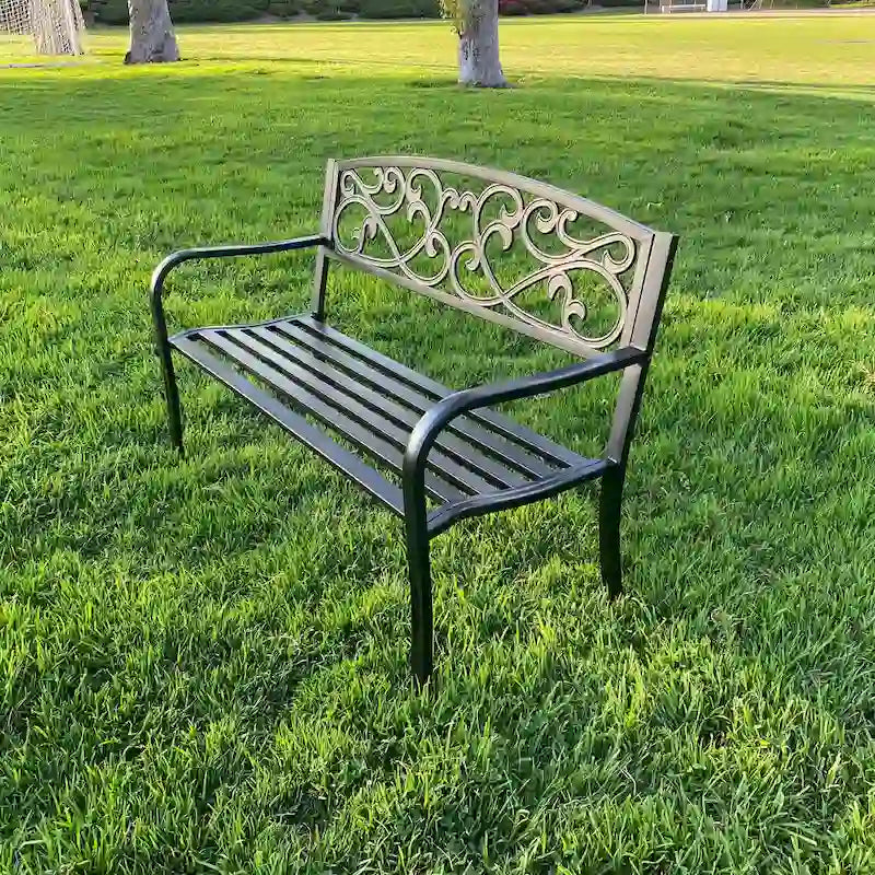 Banc de jardin en métal Lotus Home - 34 H x 50 L x 24 P