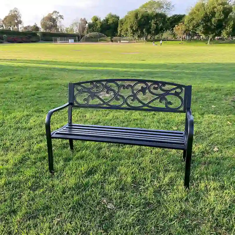 Banc de jardin en métal Lotus Home - 34 H x 50 L x 24 P