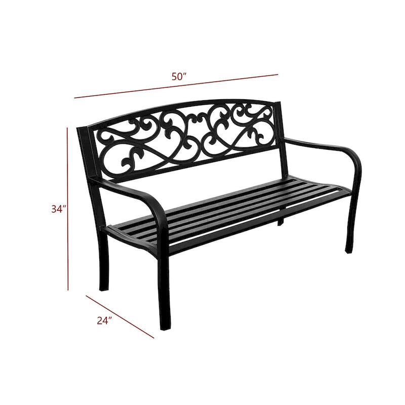 Banc de jardin en métal Lotus Home - 34 H x 50 L x 24 P
