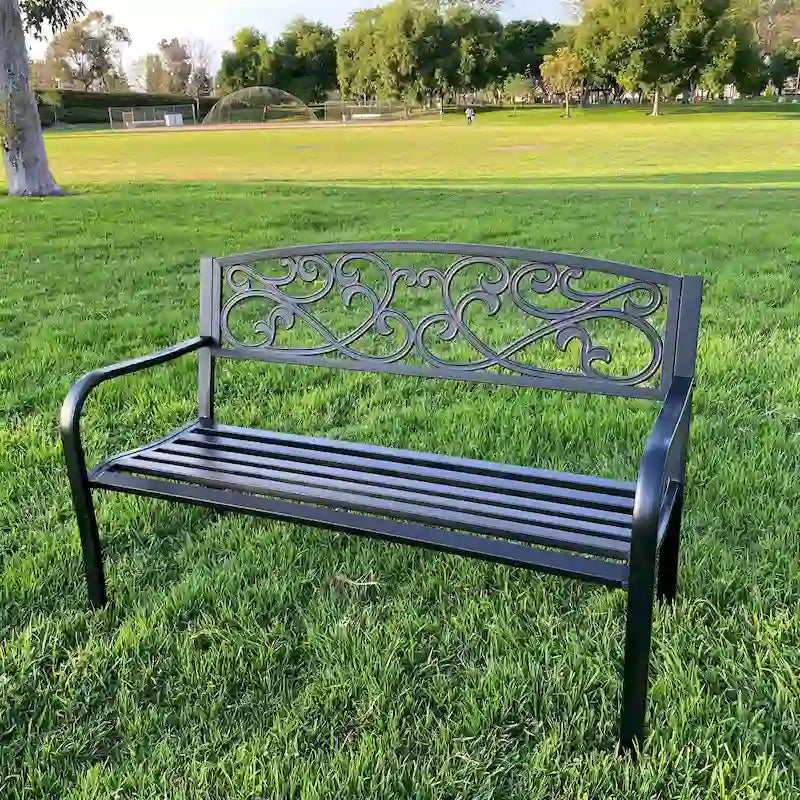 Banc de jardin en métal Lotus Home - 34 H x 50 L x 24 P