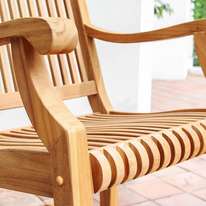 Ensemble de conversation d'extérieur 3 pièces en teck avec fauteuils à bascule Chara de Cambridge Casual