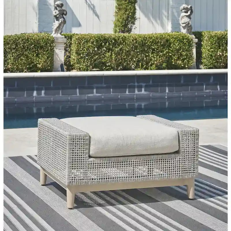 Signature Design by Ashley Seton Creek Gray Outdoor Ottoman with Cushion - 35.13 W x 24.5 D x 19 H