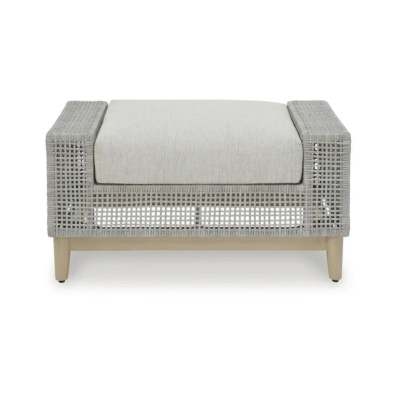Signature Design by Ashley Pouf d'extérieur gris Seton Creek avec coussin - 35,13 L x 24,5 P x 19 H