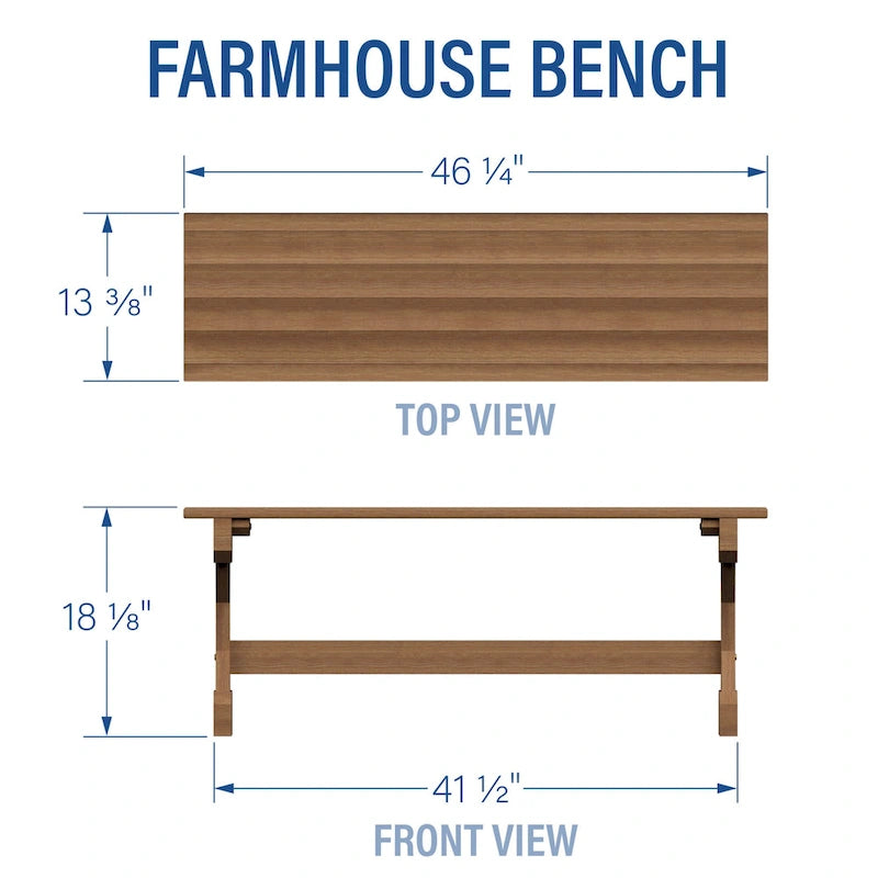 Banc de ferme en bois de Meranti Backyard Discovery 46, entrée, jardin - 1,17 m x 0,33 m