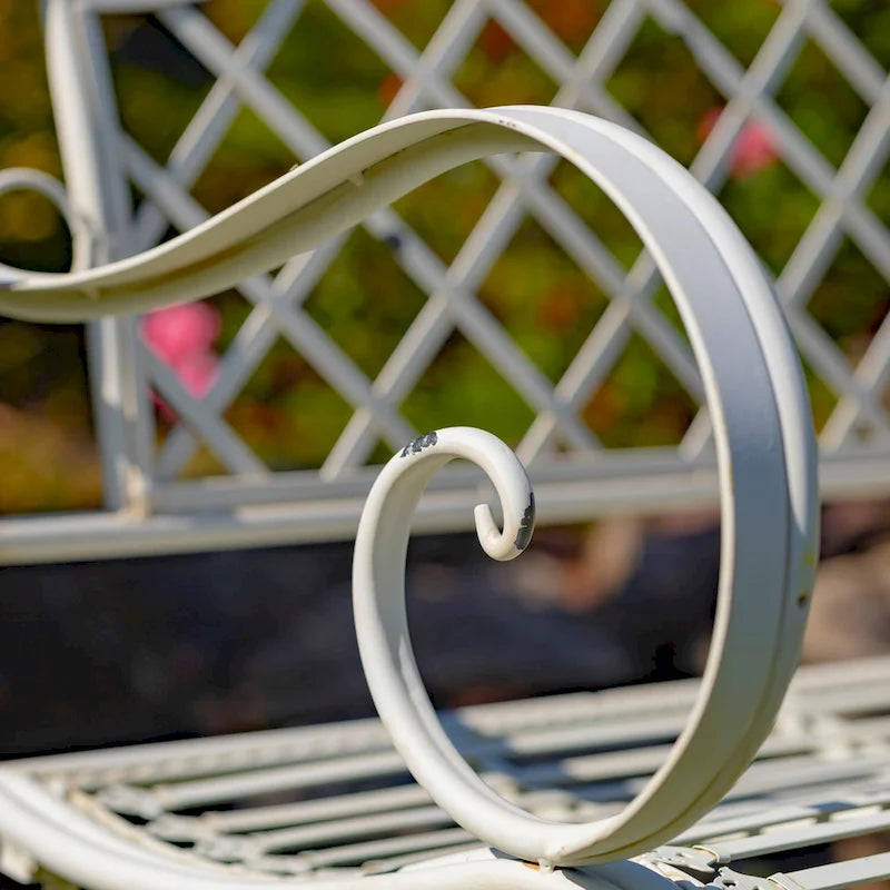 Banc de jardin en fer Stephania Blanc antique