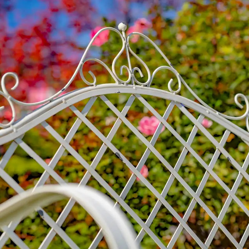 Banc de jardin en fer Stephania Blanc antique