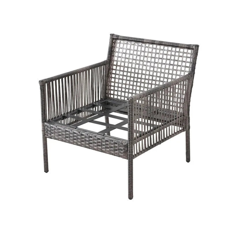 Fauteuil d'extérieur en osier avec coussins et oreiller - Accoudoir