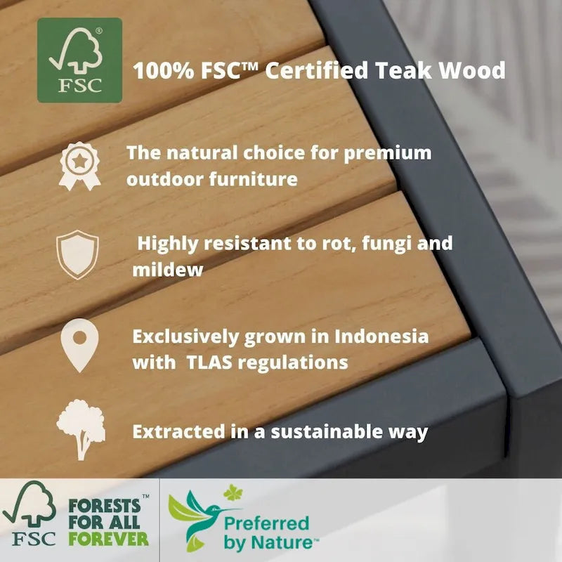 Ensemble de deux chaises longues Amazonia en teck certifié FSC et aluminium
