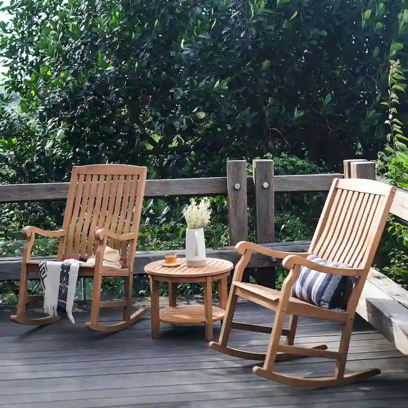 Cambridge Casual Sherwood 3-Piece Teak Outdoor Rocking Chair Chat Set