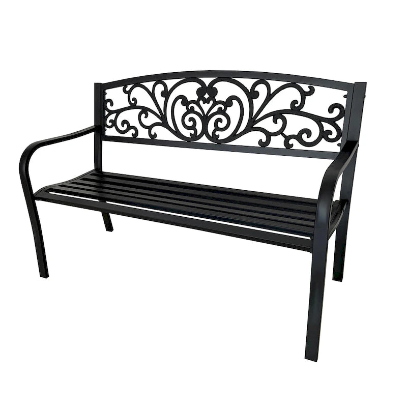 Banc de jardin chaise de patio porche en fonte causeuse – 34,25 H x 50 L x 23,62 P