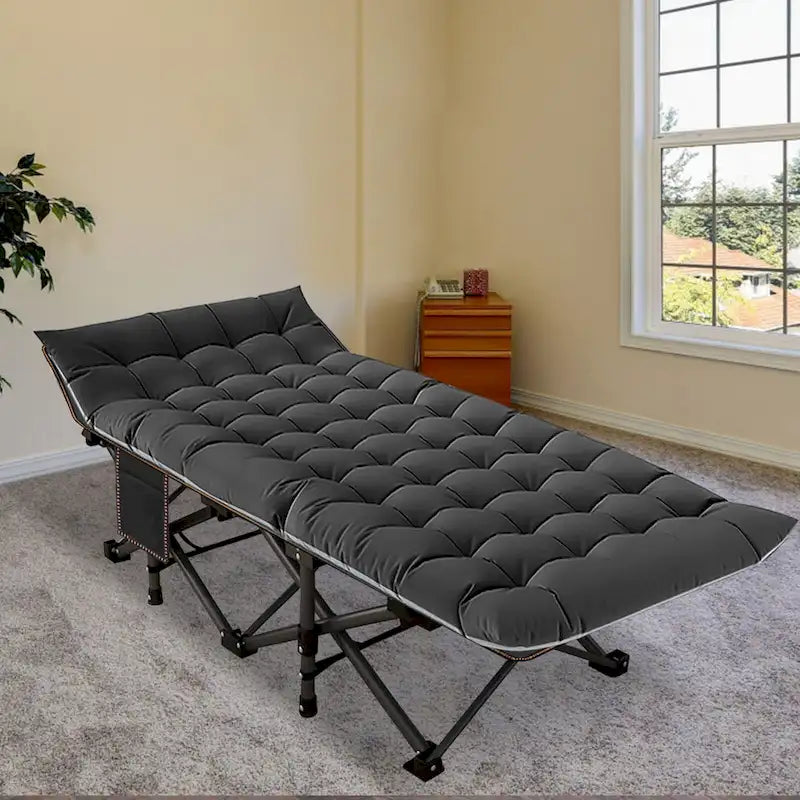 Lit de camp pliable portable DoCred avec 2 matelas latéraux, 270 kg