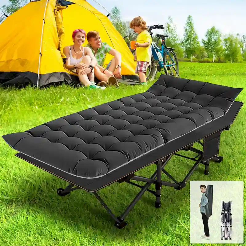 Lit de camp pliable portable DoCred avec 2 matelas latéraux, 270 kg