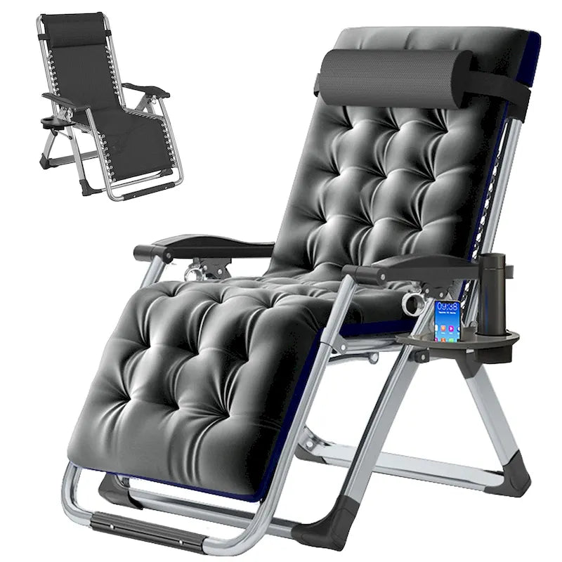 Chaise Zéro Gravité, Chaise Longue Pliante Portable avec Coussin Double Face, Grise