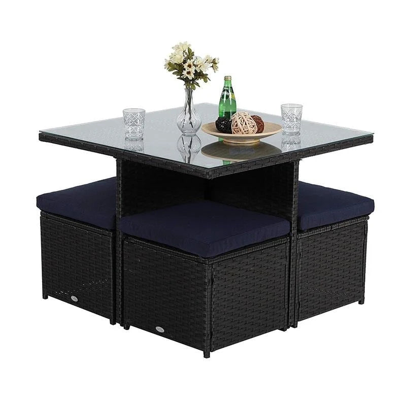 Ensemble table à manger d'extérieur et pouf PHI VILLA avec coussins