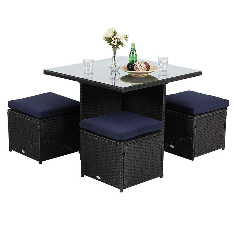 Ensemble table à manger d'extérieur et pouf PHI VILLA avec coussins