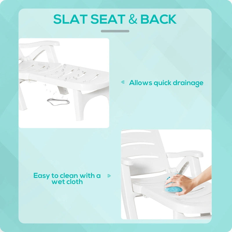 Chaise longue pliante d'extérieur Outsunny sur roulettes, transat de patio inclinable avec dossier 5 positions pour jardin, plage, piscine