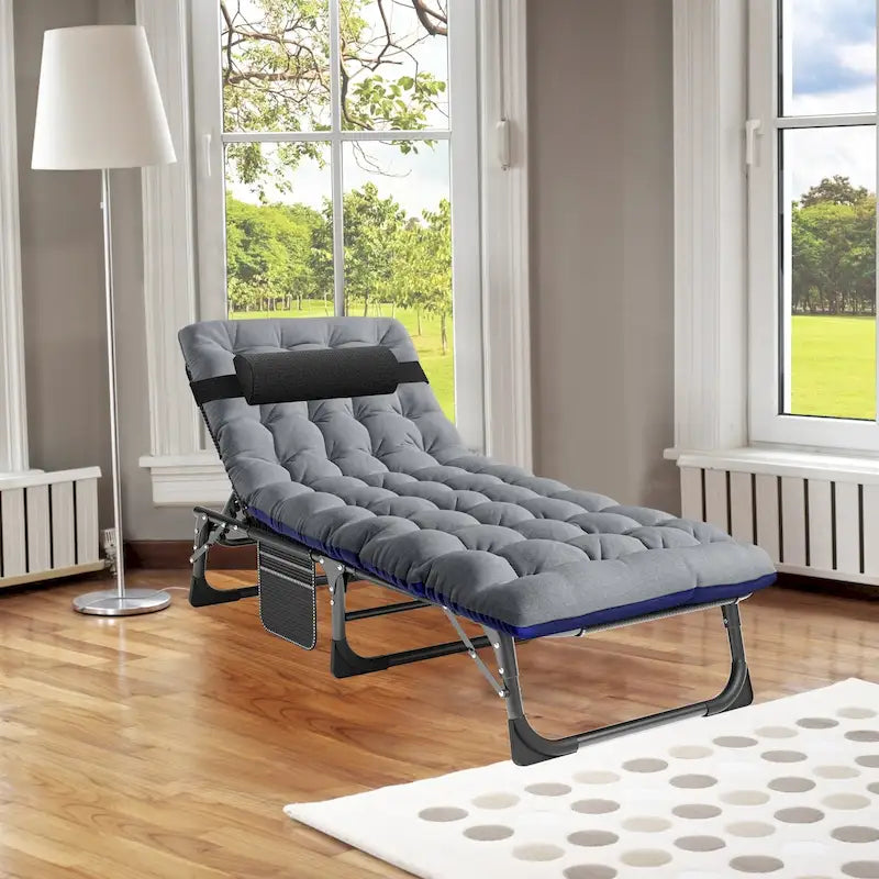 DoCred Lit de camp pliant réglable, chaise longue, lit d'appoint - 75
