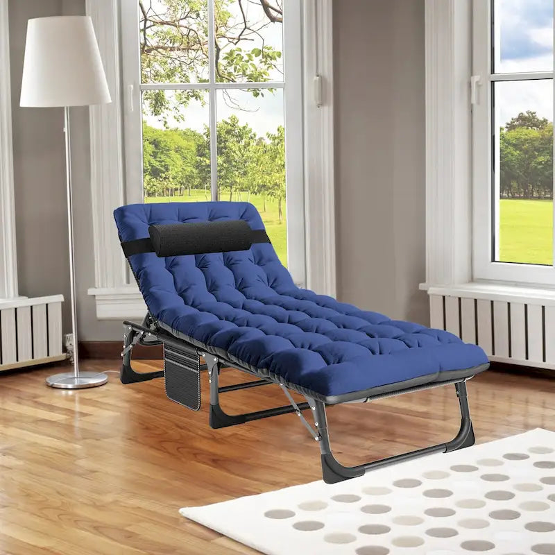 DoCred Lit de camp pliant réglable, chaise longue, lit d'appoint - 75