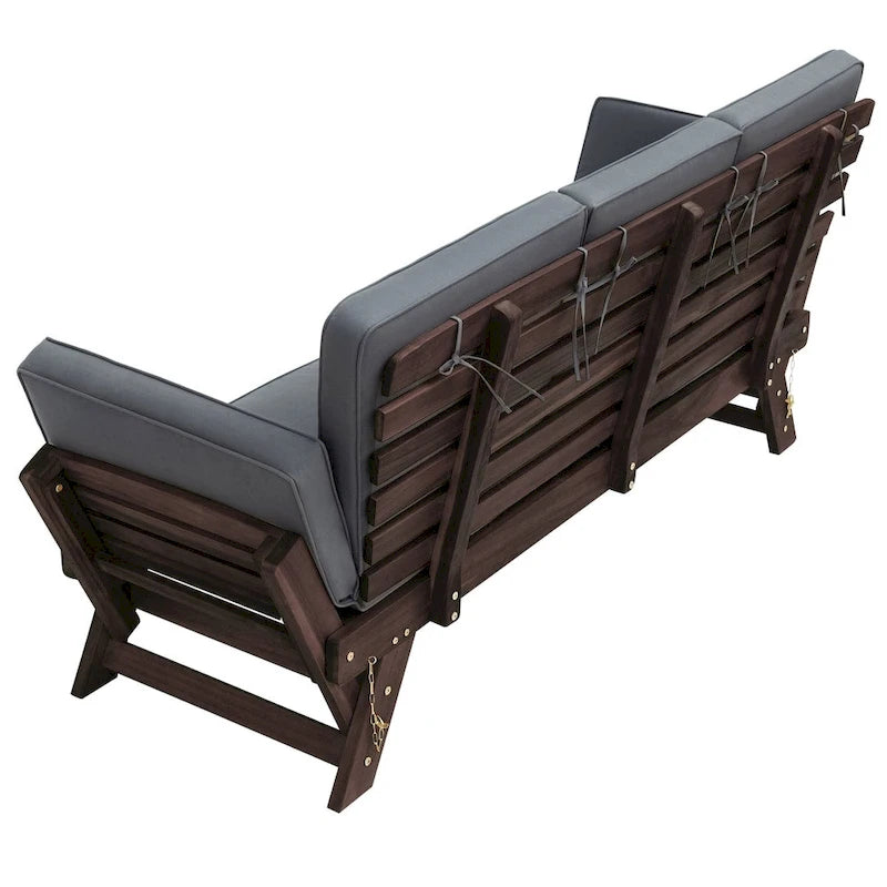 Lit de repos de jardin réglable en bois avec coussins