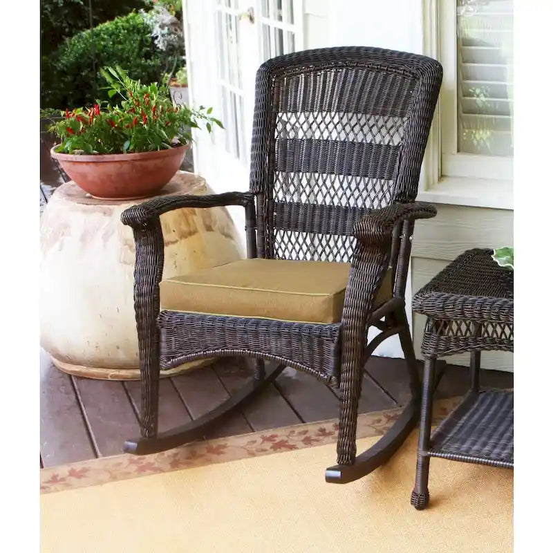Ensemble de 2 chaises berçantes d'extérieur en osier Portside Dark Roast