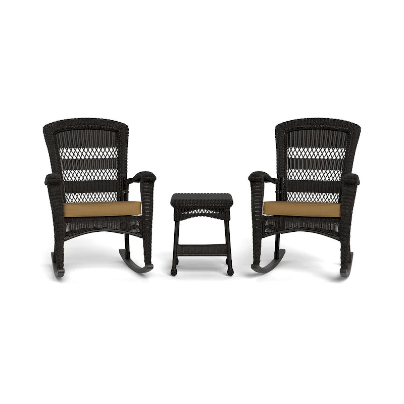 Ensemble de 2 chaises berçantes d'extérieur en osier Portside Dark Roast