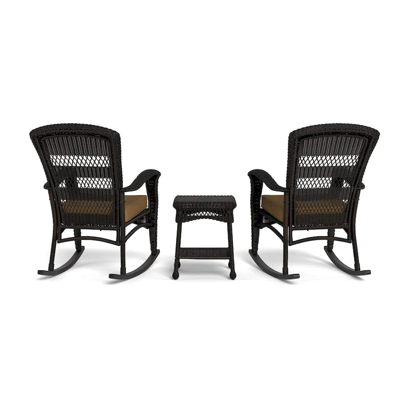 Ensemble de 2 chaises berçantes d'extérieur en osier Portside Dark Roast