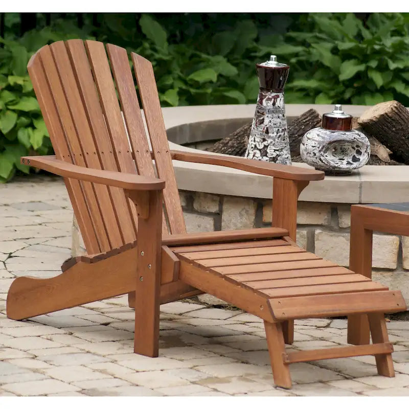 Chaise Adirondack en eucalyptus avec repose-pieds intégré