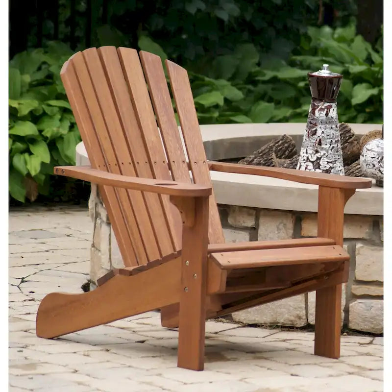 Chaise Adirondack en eucalyptus avec repose-pieds intégré