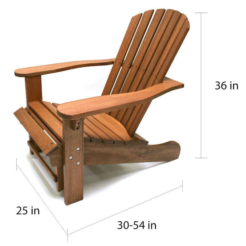 Chaise Adirondack en eucalyptus avec repose-pieds intégré