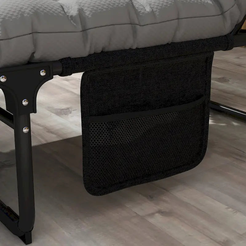 Chaise longue d'extérieur Outsunny, inclinable et pliable avec dossier à 4 positions, pochette de rangement et coussin appuie-tête amovible