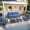 Ensemble de meubles de patio en rotin – Canapé et fauteuil d'extérieur – Gris