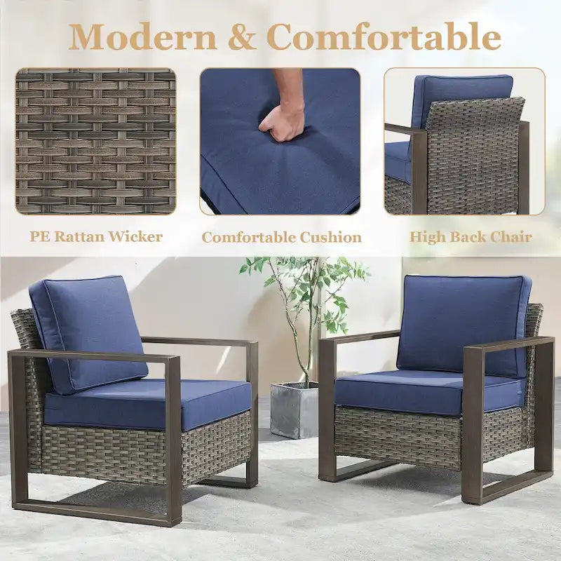 Ensemble de meubles de patio en rotin – Canapé et fauteuil d'extérieur – Gris