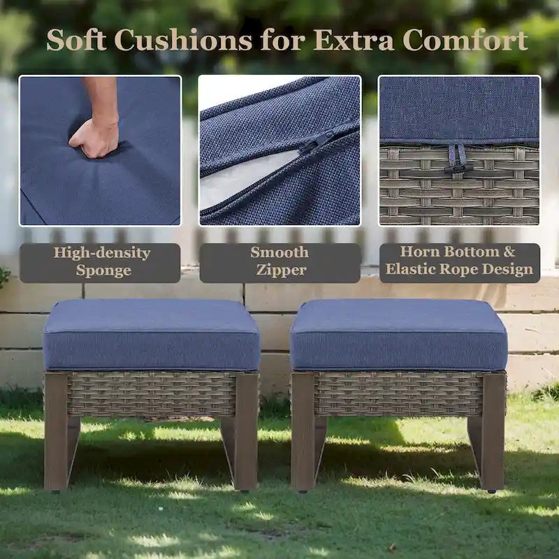 Ensemble de meubles de patio en rotin – Canapé et fauteuil d'extérieur – Gris