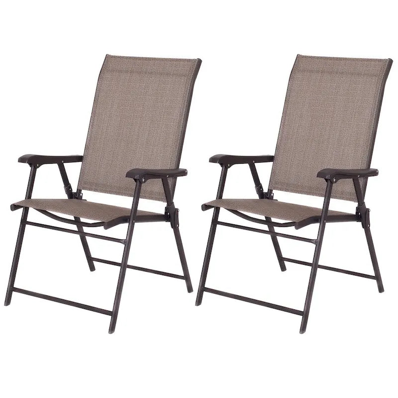 Fauteuil Pliant de Jardin, Lot de 2 Chaises Longues Marron