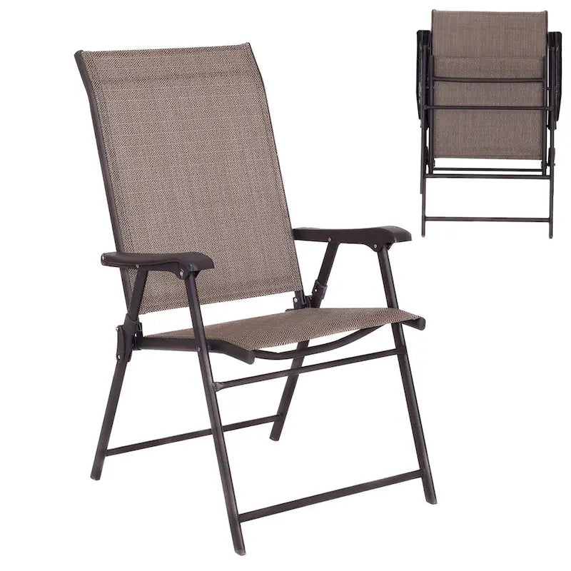 Fauteuil Pliant de Jardin, Lot de 2 Chaises Longues Marron