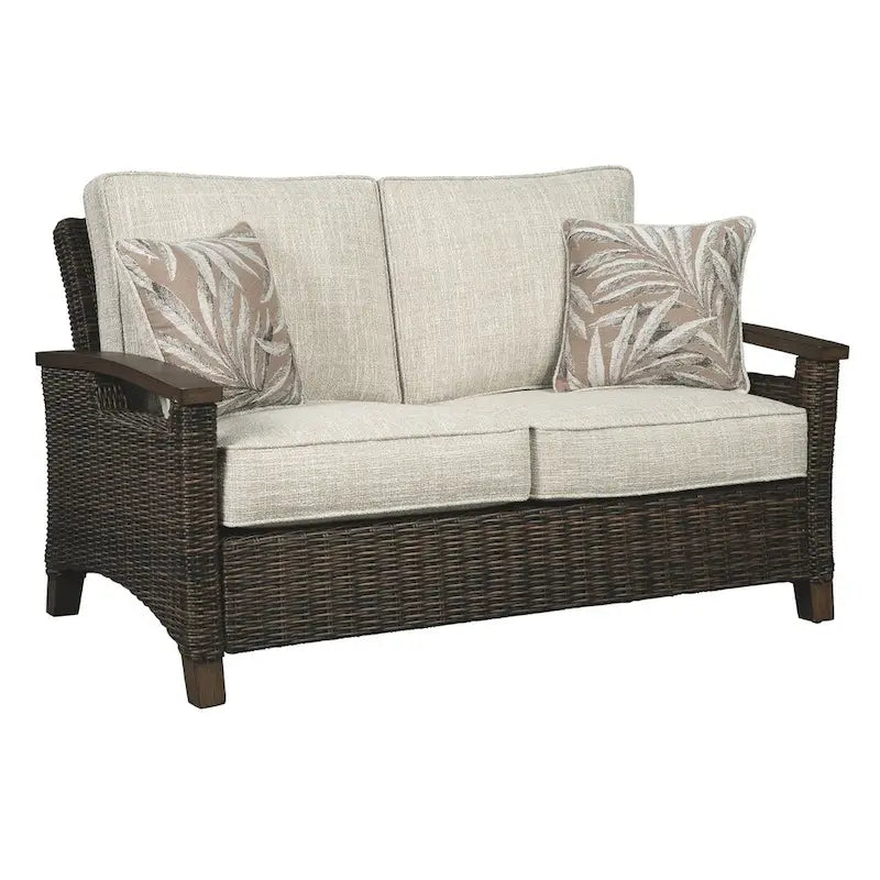 Causeuse d'extérieur Paradise Trail avec coussin – Brun moyen – 58,5 L x 35,75 P x 38,25 H