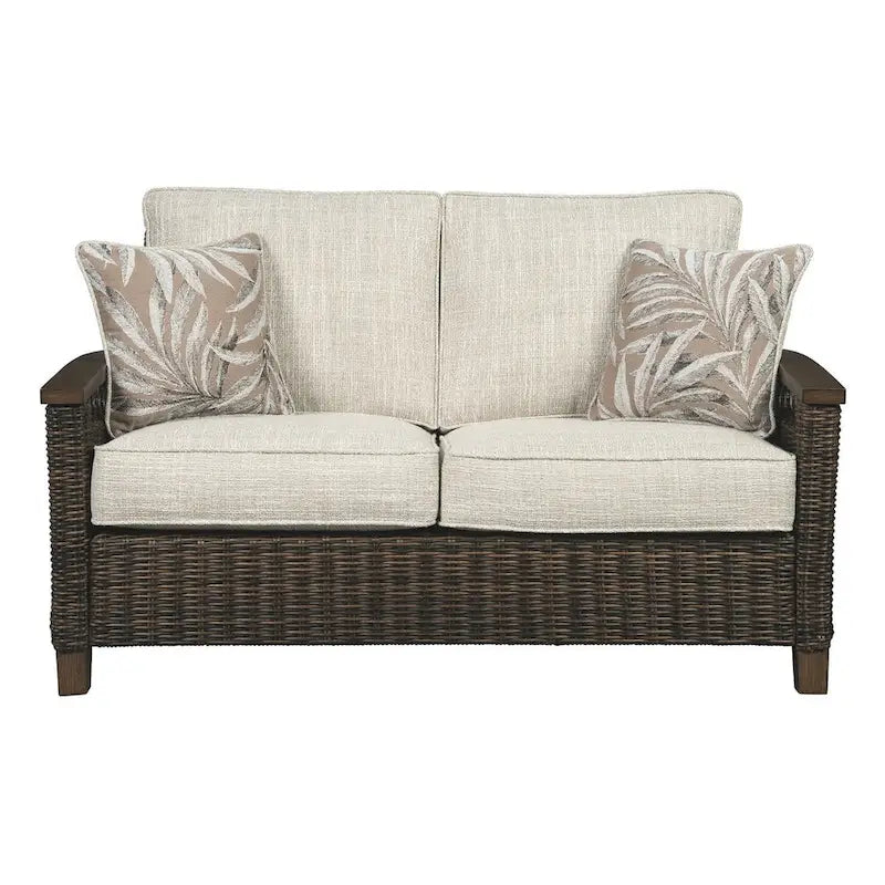 Causeuse d'extérieur Paradise Trail avec coussin – Brun moyen – 58,5 L x 35,75 P x 38,25 H