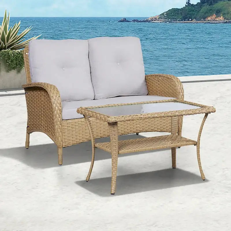 Ensemble de meubles de salon d'extérieur 7 pièces Gymojoy (causeuse, table, fauteuils à bascule)