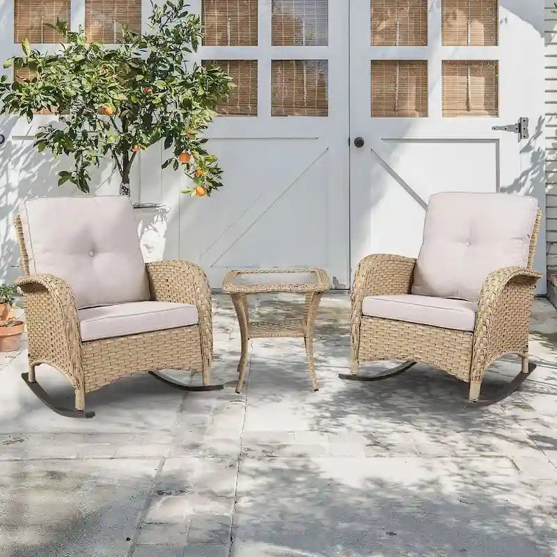 Ensemble de meubles de salon d'extérieur 7 pièces Gymojoy (causeuse, table, fauteuils à bascule)