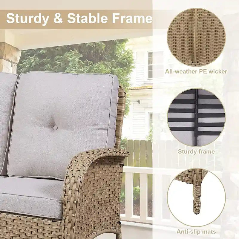 Ensemble de meubles de salon d'extérieur 7 pièces Gymojoy (causeuse, table, fauteuils à bascule)