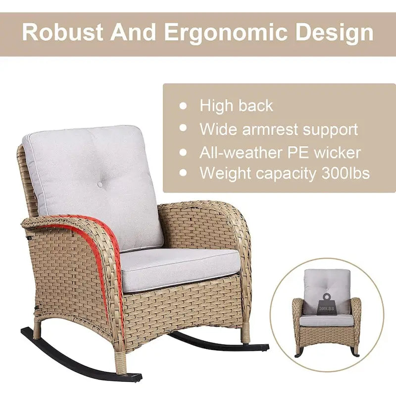 Ensemble de meubles de salon d'extérieur 7 pièces Gymojoy (causeuse, table, fauteuils à bascule)